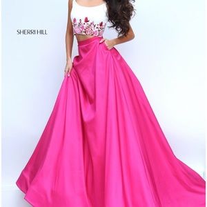 Pink & floral two piece Sherri hill prom dress